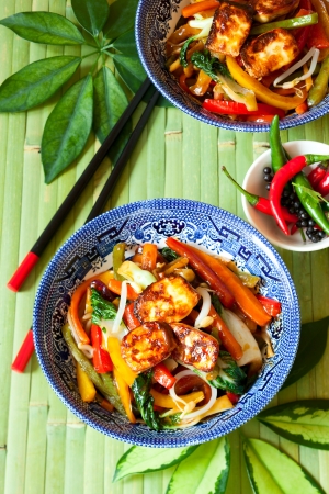 Stir-fried vegetables with tofuの写真素材