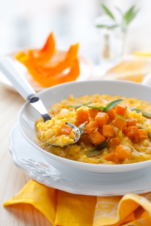 pumpkin risotto with sageの写真素材