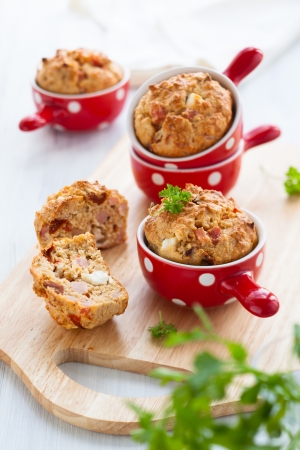 Ham, cheese and sun dried  tomato muffinsの写真素材