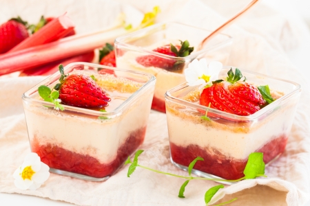 Rhubarb and strawberry flanの写真素材