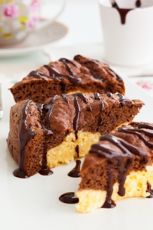 Chocolate cake  filled with cream cheeseの写真素材