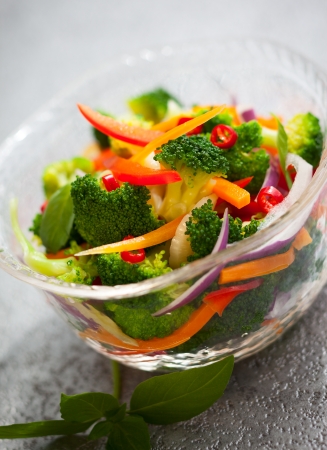 steamed vegetables in bowlの写真素材