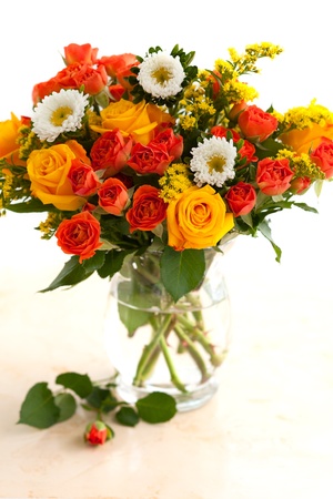 autumn bouquet in vaseの写真素材