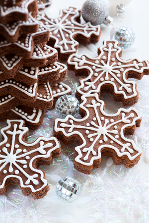 Snowflake and Christmas Tree  Cookiesの写真素材