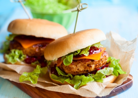 Christmas Turkey Burgers With Cranberry Sauceの写真素材