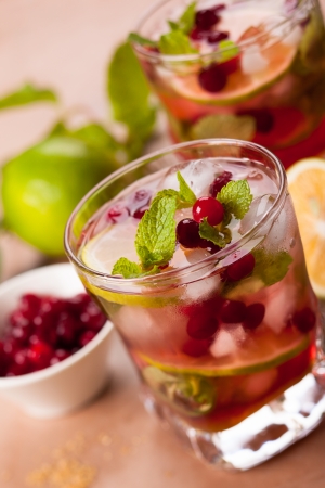 Christmas cranberry and brown sugar mojitoの写真素材