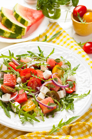 Tomato and Watermelon Salad with Fetaの写真素材