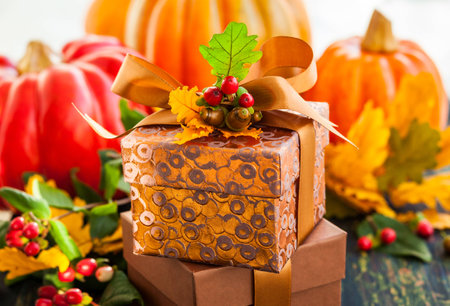 Gift box for autumn holidayの写真素材