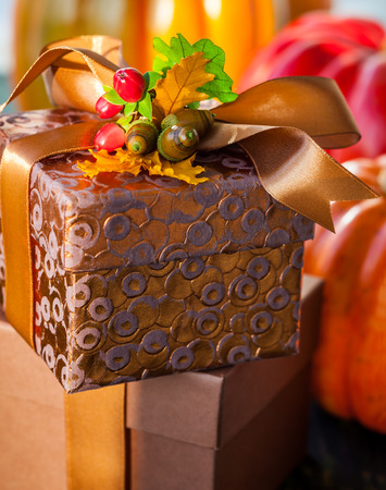 Gift box for autumn holidayの写真素材