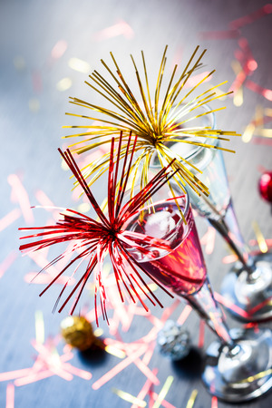 Champagne cocktail for  New Year and Christmas Celebration.Soft focusの写真素材