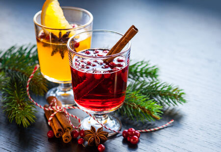 Orange and cranberry punch for winter and Christmasの写真素材