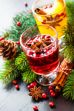 Orange and cranberry punch for winter and Christmasの写真素材