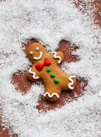 Gingerbread Man Snow Angelの写真素材