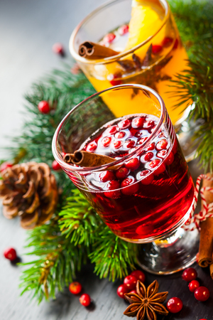 Orange and cranberry punch for winter and Christmasの写真素材