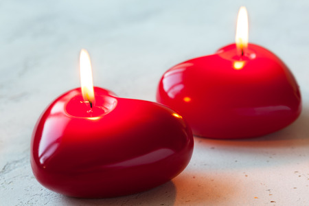 Heart shaped candles  for Valentineの写真素材