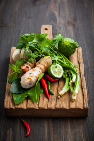 Fresh Asian herb and spicy ingredients foodの写真素材