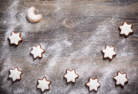 Christmas background with gingerbreadの写真素材
