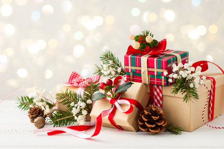 Different Christmas presents with handmade decoration Different Christmas presents with handmade decoration