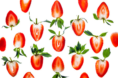 Strawberry slices on white background