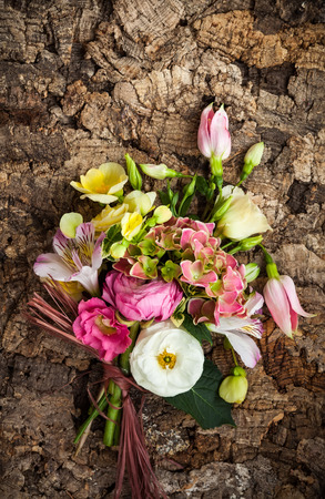 Beautiful bunch of flowers . Overhead viewの写真素材