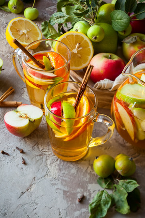 Sangria with apples,citrus and spicesの写真素材