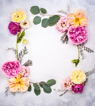 Festive flower composition . Top viewの写真素材