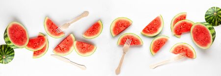 Slices of fresh watermelon on whiteの写真素材