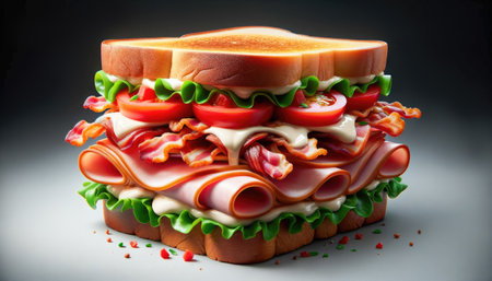 Classic BLT Sandwich with Toasted Bread, Fresh Lettuce, and Tomatoの素材