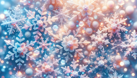 Winter magical background with snowflakes. Abstract winter scene.の素材