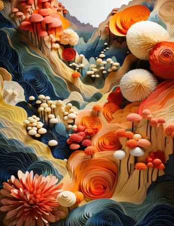 Abstract volumetric background with many details of different shapesの素材