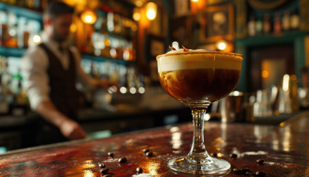 Espresso Martini Cocktail on Bar Counterの素材