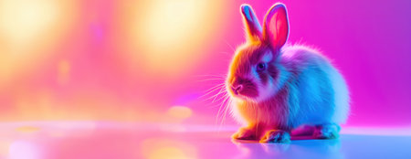 Neon Glow Easter Bunny Portrait.の素材