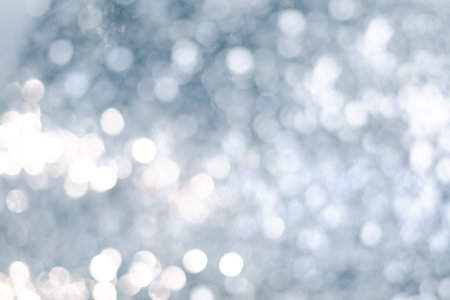 Abstract Silver Blue Bokeh Light Backgroundの写真素材
