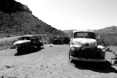 Route 66, abandoned carsの写真素材