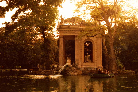 Diana temple and bourgeois villa pond in Romeの写真素材