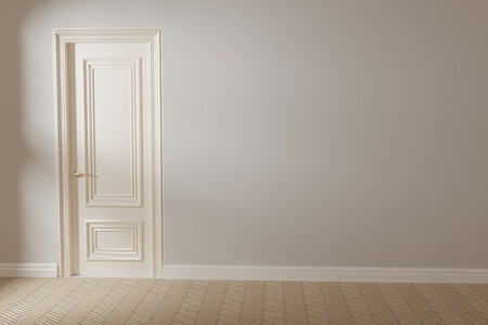 3d render of white empty interior with doorの写真素材