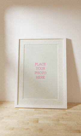 blank picture frame on the wall and the floor.3D rendering