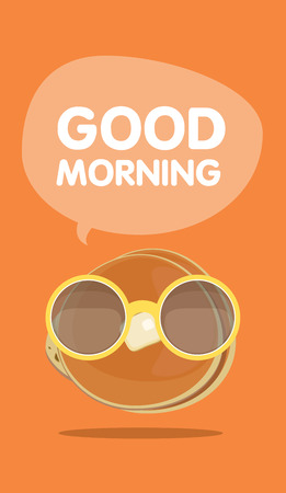 Good morning concept vector,pancake wear sunglasses.のイラスト素材
