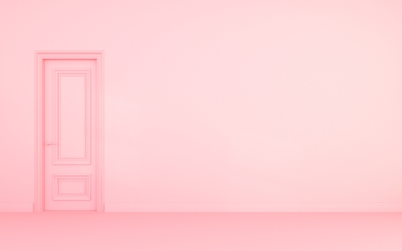 3d render of pastel color empty interior with doorの写真素材