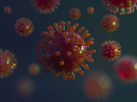 virus concept 3d Rendering,Microscope virus close up.の写真素材