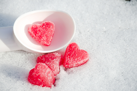hearts in snowの写真素材