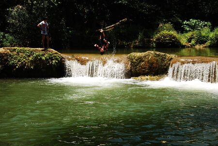 Waterfalls Namtok Chet Sao Noi at Saraburi Thailandの写真素材
