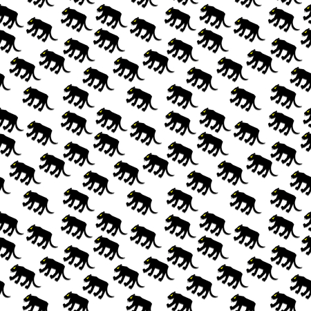 Seamless pattern with black panther on white background. Vector.のイラスト素材