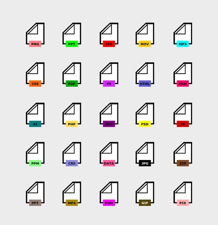 Set of program file formats icons,File extensions vectorのイラスト素材