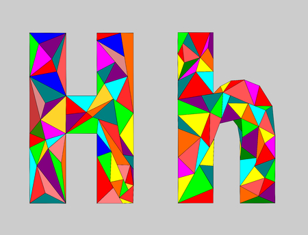 Letter H, low poly alphabet, geometric style. Abstract Vector illustration.のイラスト素材
