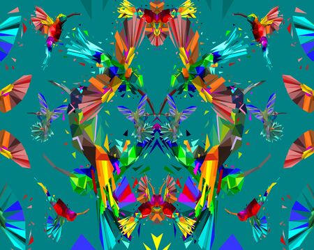 Low poly of Colorful poster with animals  Abstract vector illustration.のイラスト素材