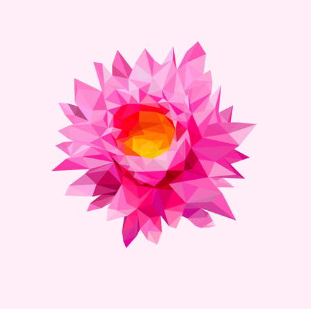 Low poly Pink lotus flower, Logo design,Vector realistic illustration of flowers  isolated on soft backgroundのイラスト素材