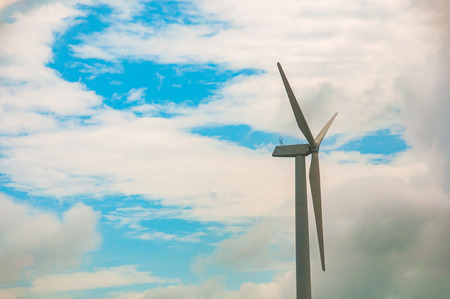 Wind turbines with blue sky and cloud,Wind power station. Ecological energy compositionの写真素材