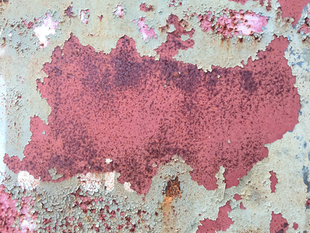 Rusty metal texture background,Grunge surface with cracked green paint and red