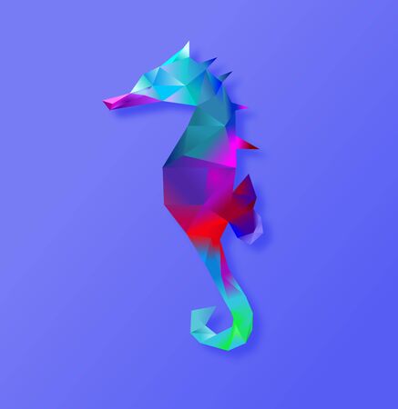 Seahorse in geometric pattern,seahorse with low poly style.のイラスト素材